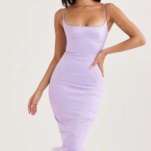 House of CB Lilac Midi Dress with Spaghetti Straps